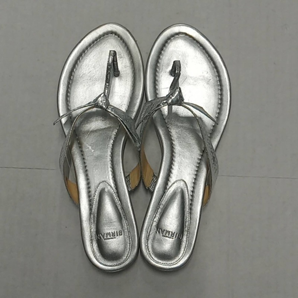 Alexandre Birman Naked Clarita Flat Silver Metallic Snake Print Sandals